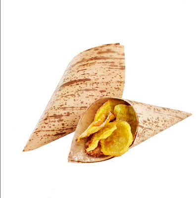 Disposable Wood Bamboo Leaf Appetizer Cones For Chinese Food Sushi