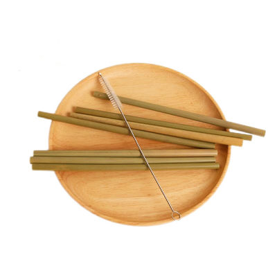 20cm Green Biodegradable Straws Bamboo Fibre Straws For Beverage