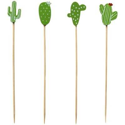 Customized Cactus Bamboo Food Picks For Appetizer Sandwich Burger Flower