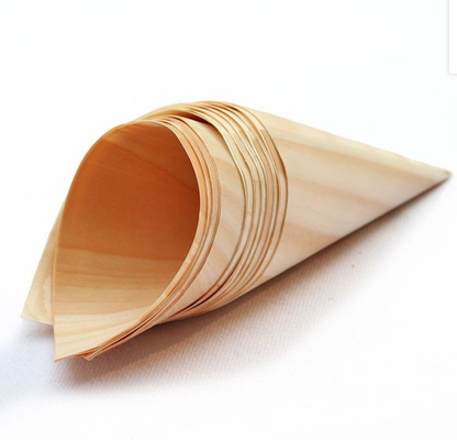 80mm Pine Small Wooden Disposable Serving Cone For French Fry Appetizers 100 Pack